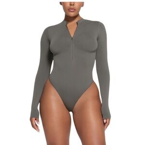 SKIMS Long Sleeve Mock Neck Thong Bodysuit